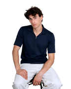 Polo mezza zip - Premium Mercerized Interlock Blu Scuro