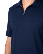 Polo mezza zip - Premium Mercerized Interlock Blu Scuro