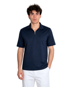Polo mezza zip - Premium Mercerized Interlock Blu Scuro