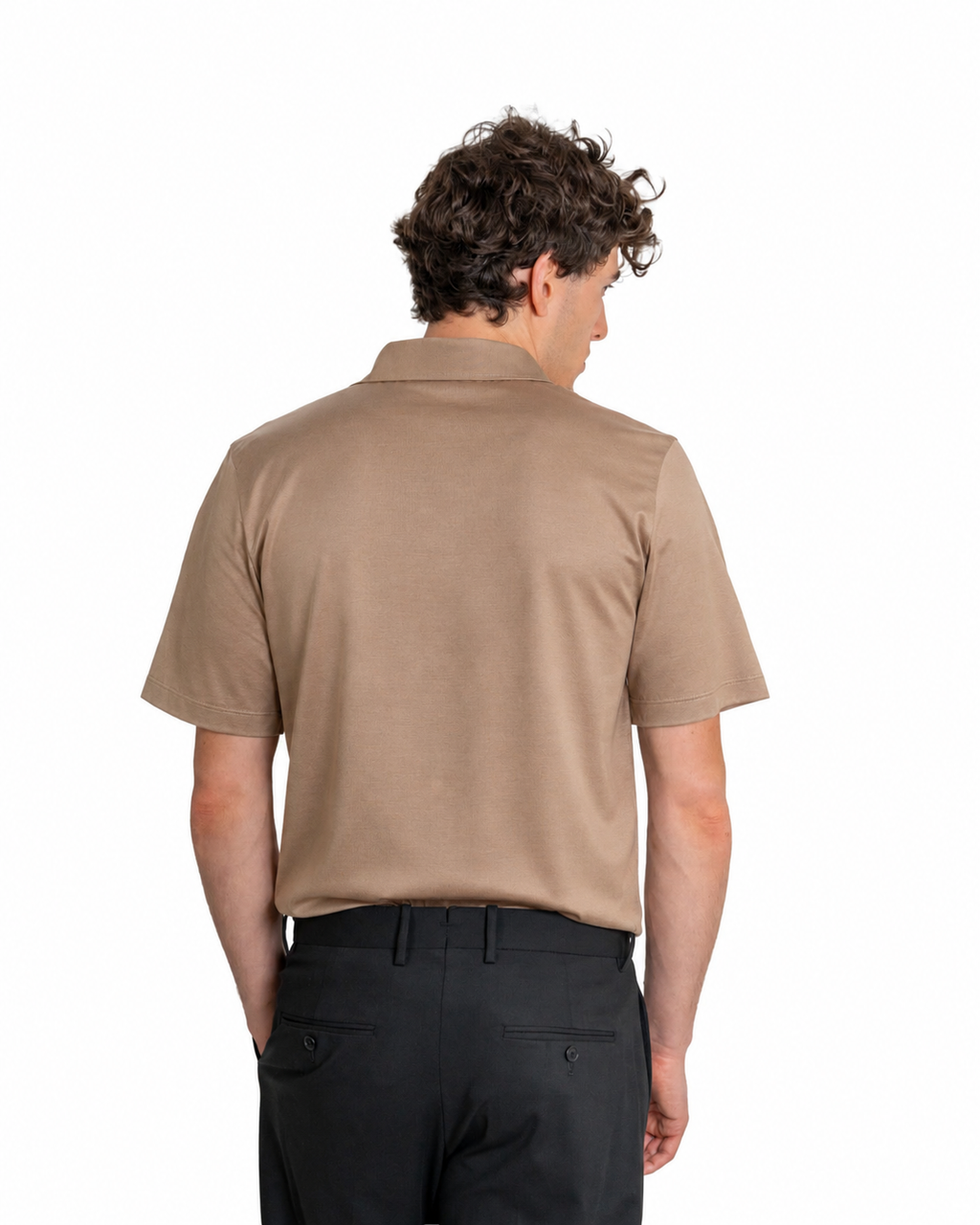 Polo Scollo V Cotone Makò Filoscozia Sabbia
