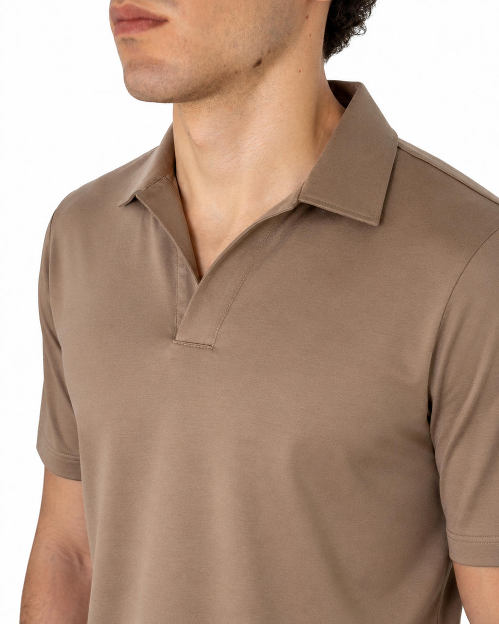 Polo Scollo V Cotone Makò Filoscozia Sabbia