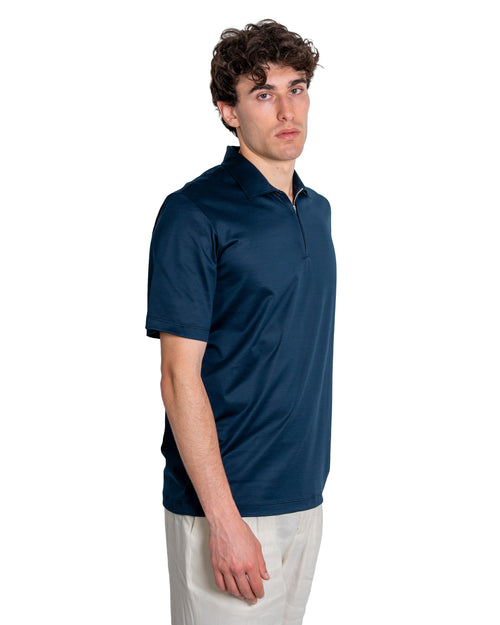 Polo mezza zip - Cotone Makò Filoscozia Blu Notte