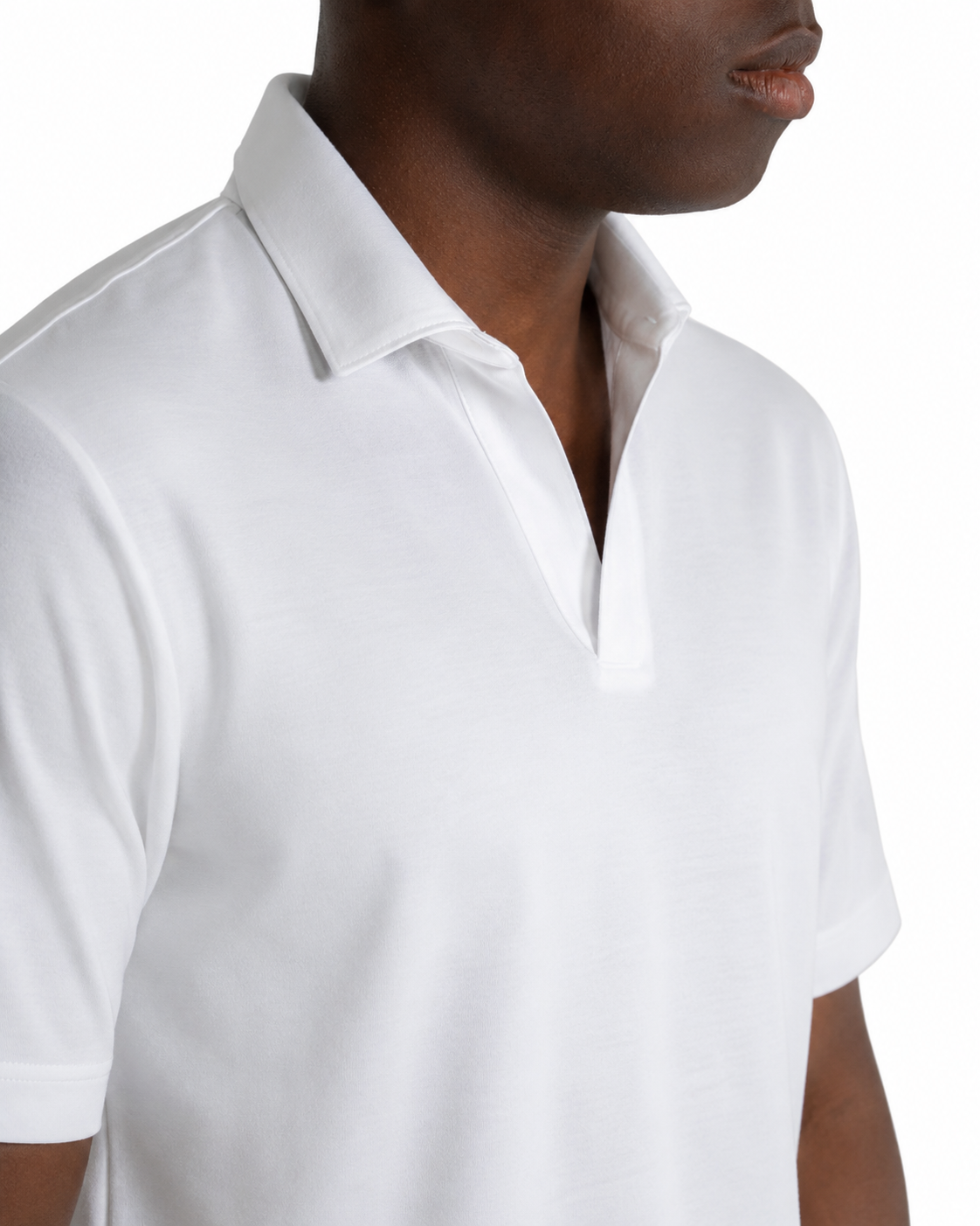 Polo Scollo V Cotone Makò Filoscozia Bianco