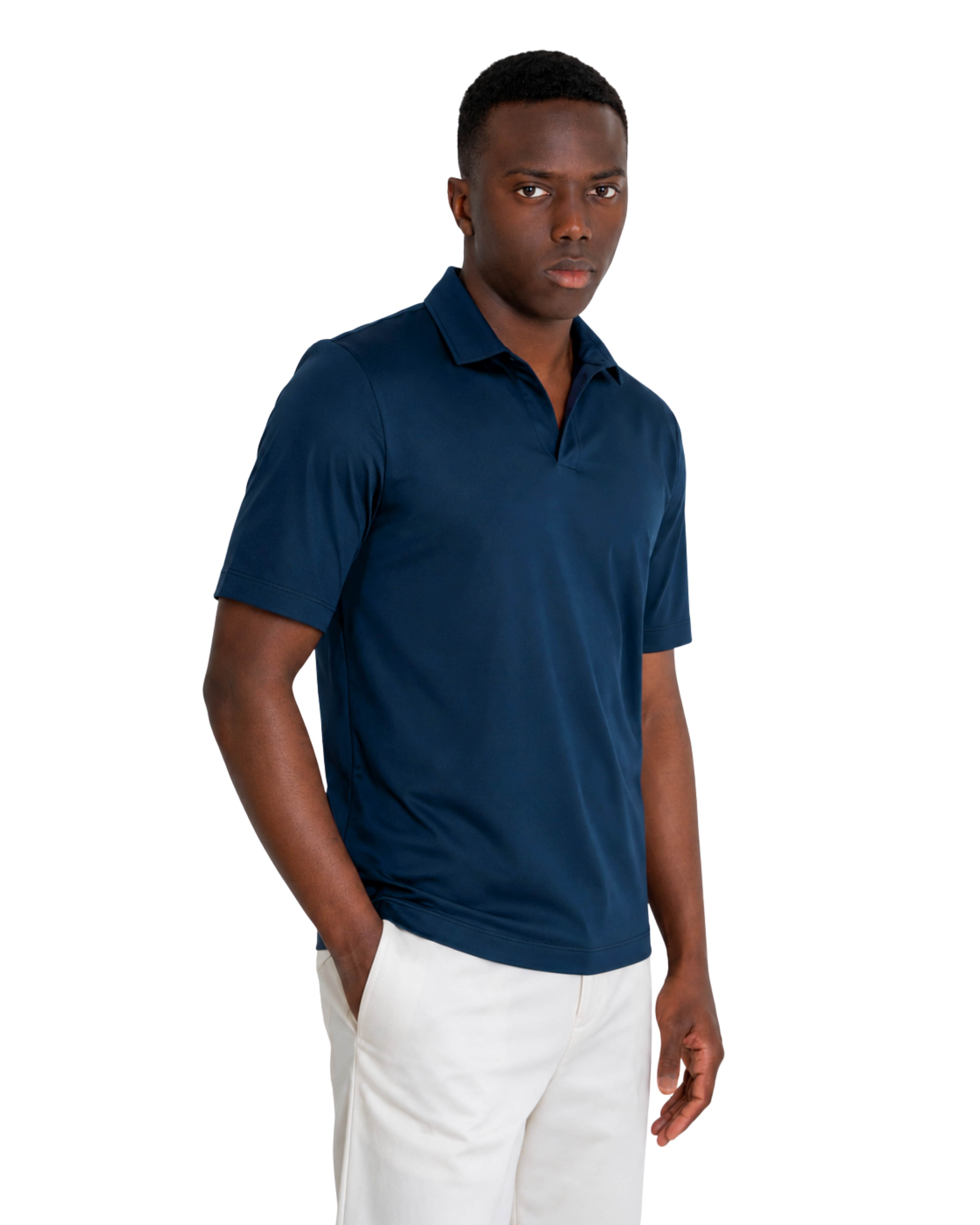 Polo Scollo V Cotone Makò Filoscozia Blu Notte