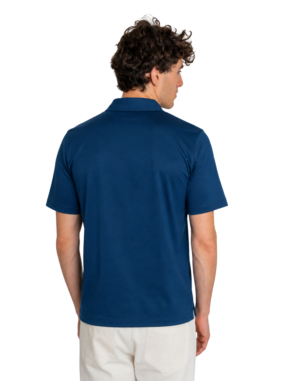 Polo Scollo V Cotone Makò Filoscozia Blu Marino
