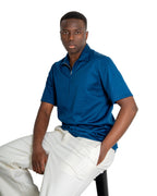 Polo mezza zip - Cotone Makò Filoscozia Blu Marino