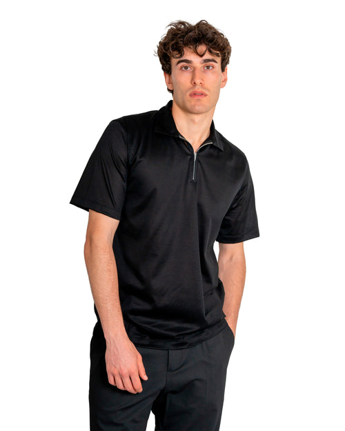 Polo mezza zip - Cotone Makò Filoscozia Nero