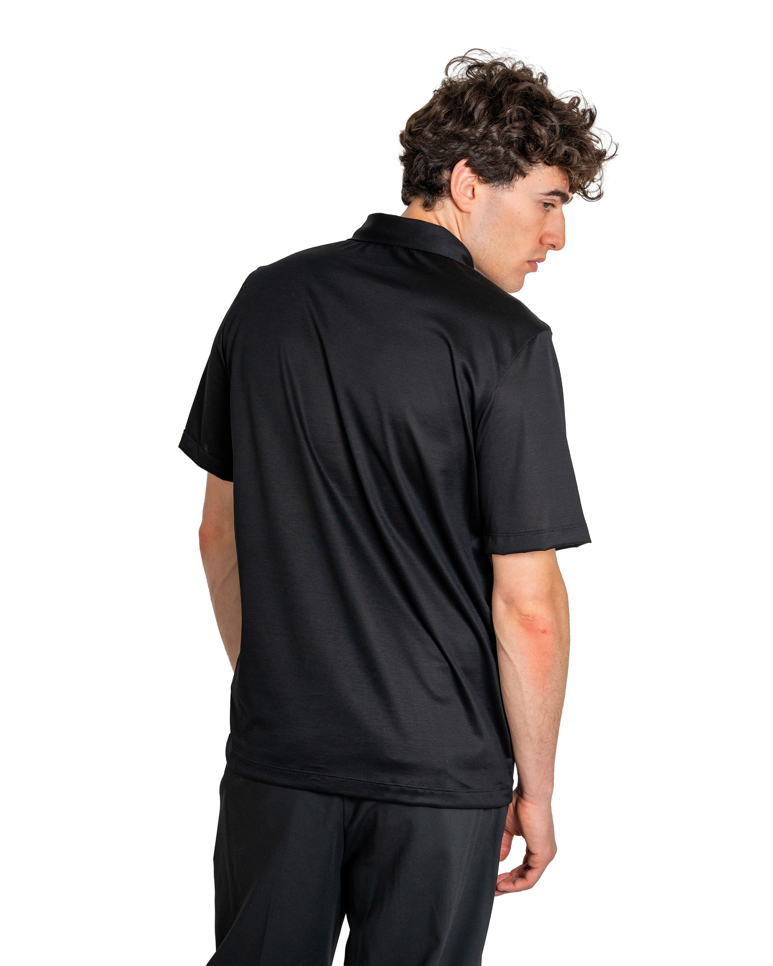 Polo mezza zip - Cotone Makò Filoscozia Nero