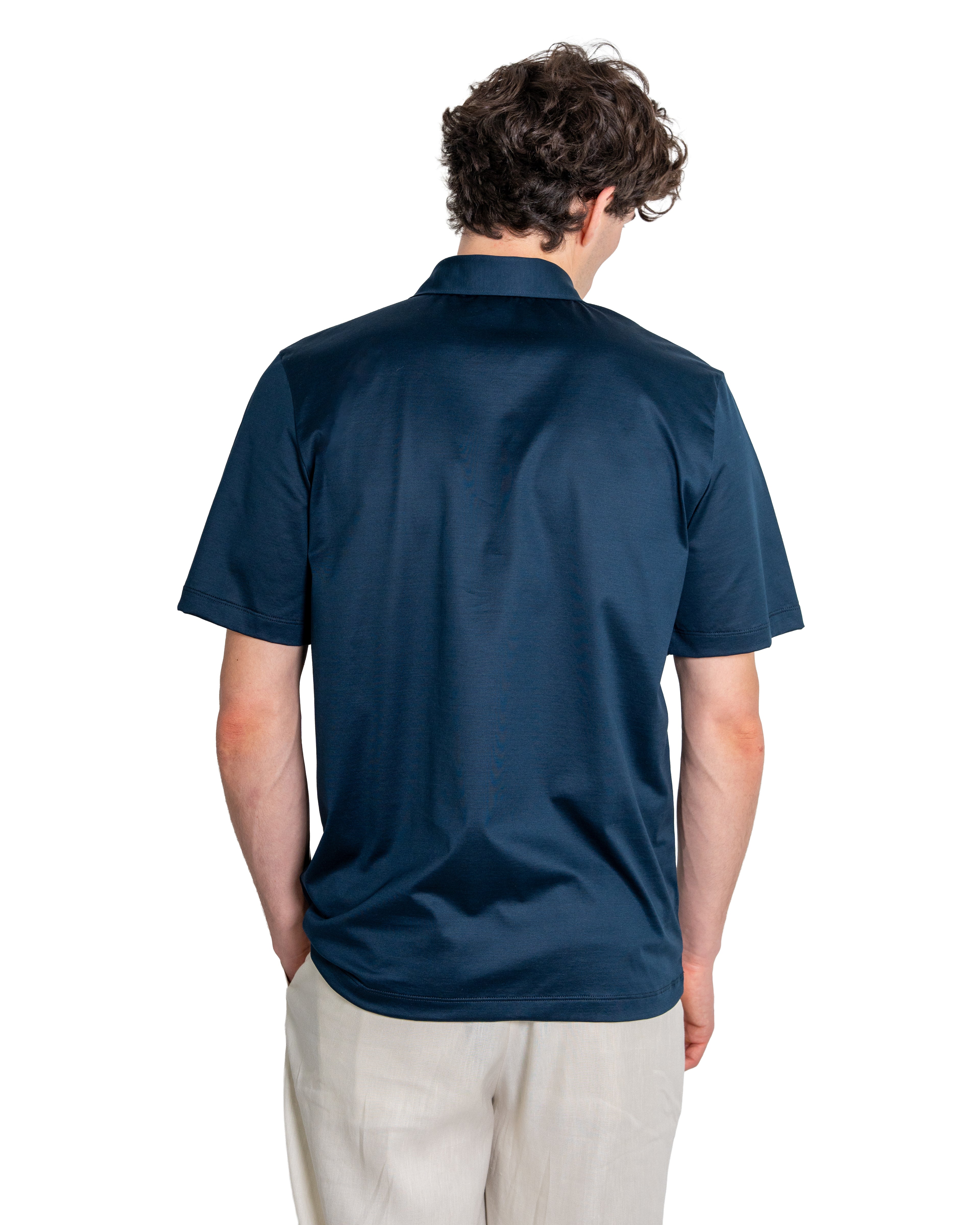 Polo mezza zip - Cotone Makò Filoscozia Blu Notte