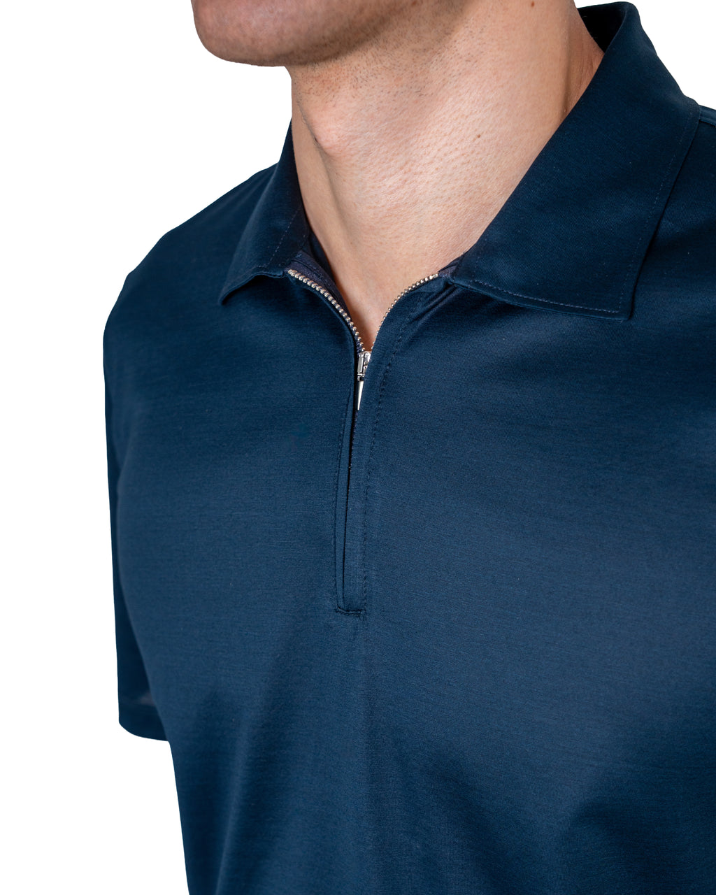 Polo mezza zip - Cotone Makò Filoscozia Blu Notte