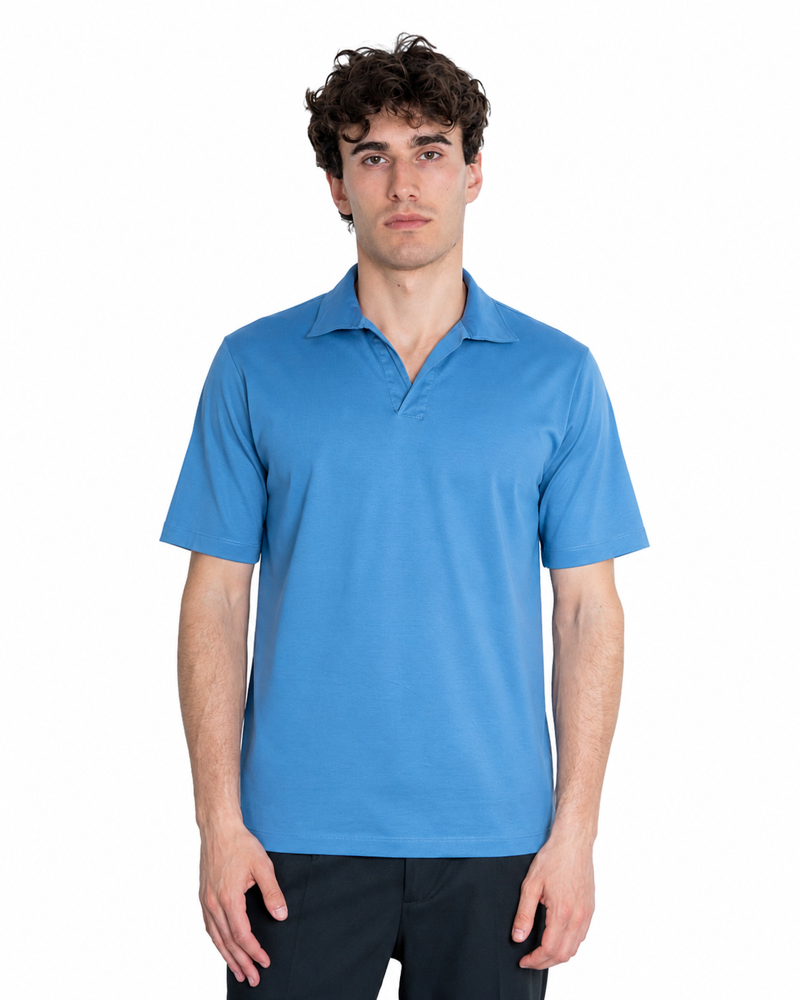 Polo Scollo V - Premium Mercerized Jersey Carta da zucchero