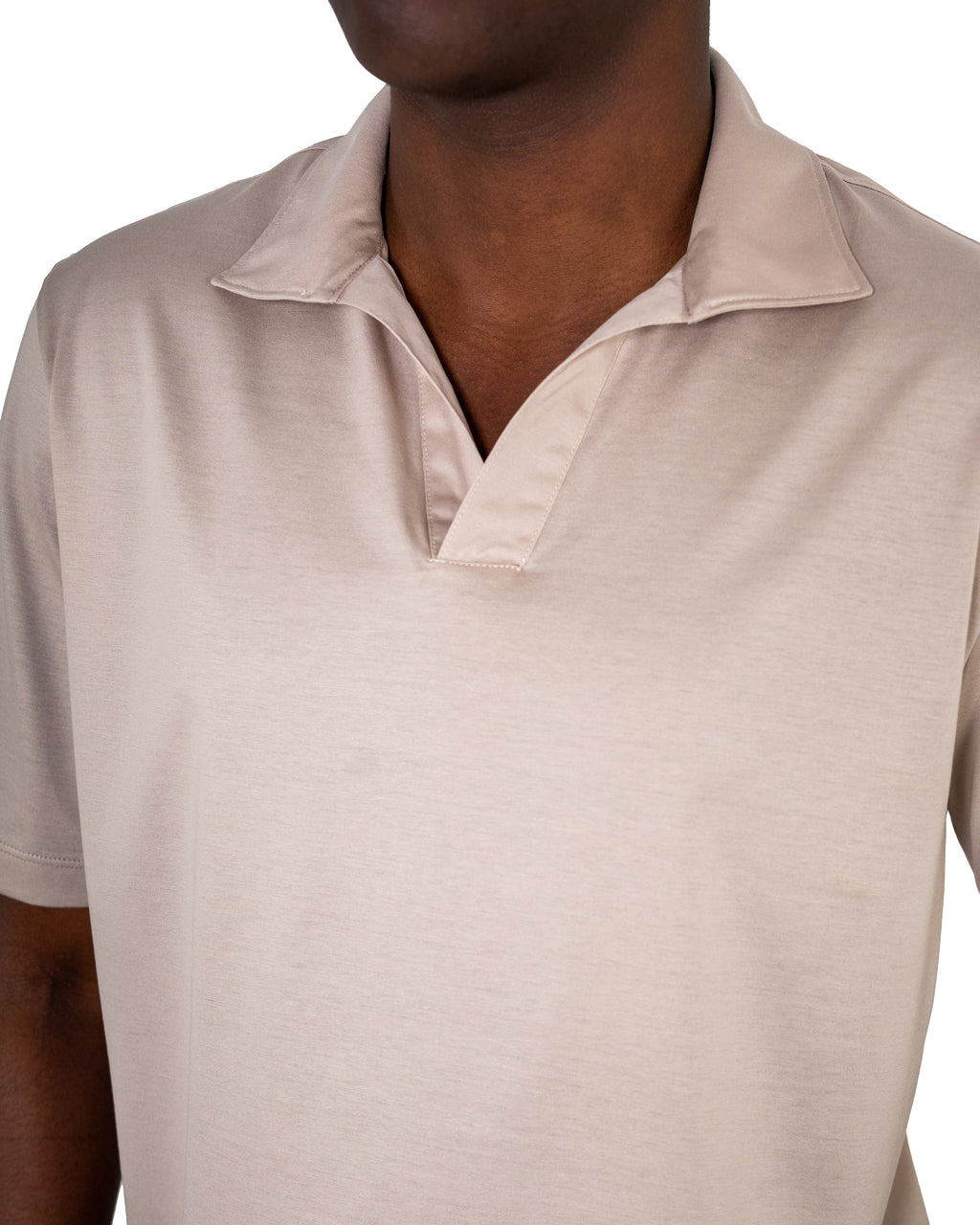 Polo Scollo V - Premium Mercerized Jersey Beige