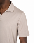 Polo Scollo V - Premium Mercerized Jersey Beige