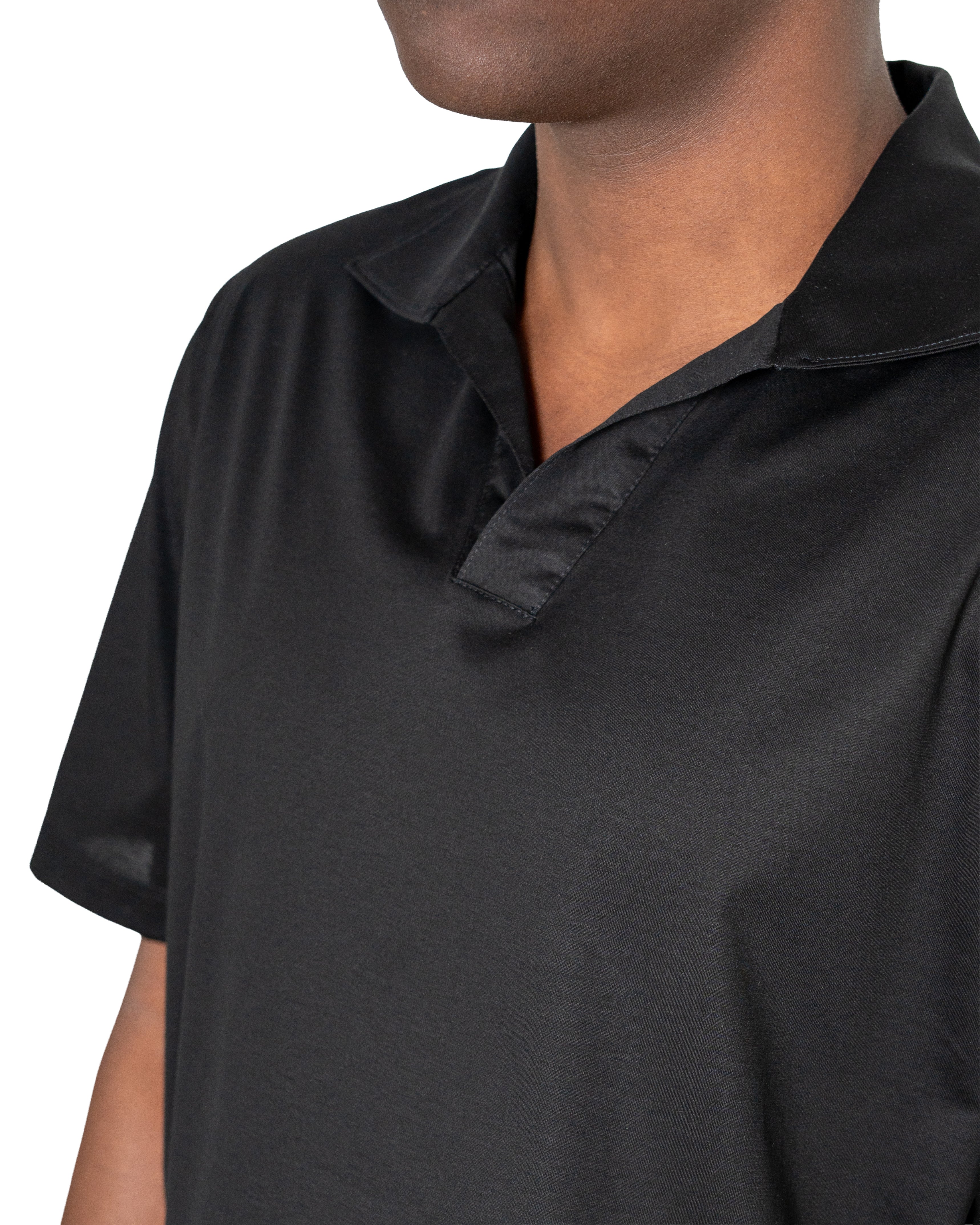 Polo Scollo V - Premium Mercerized Jersey Nero
