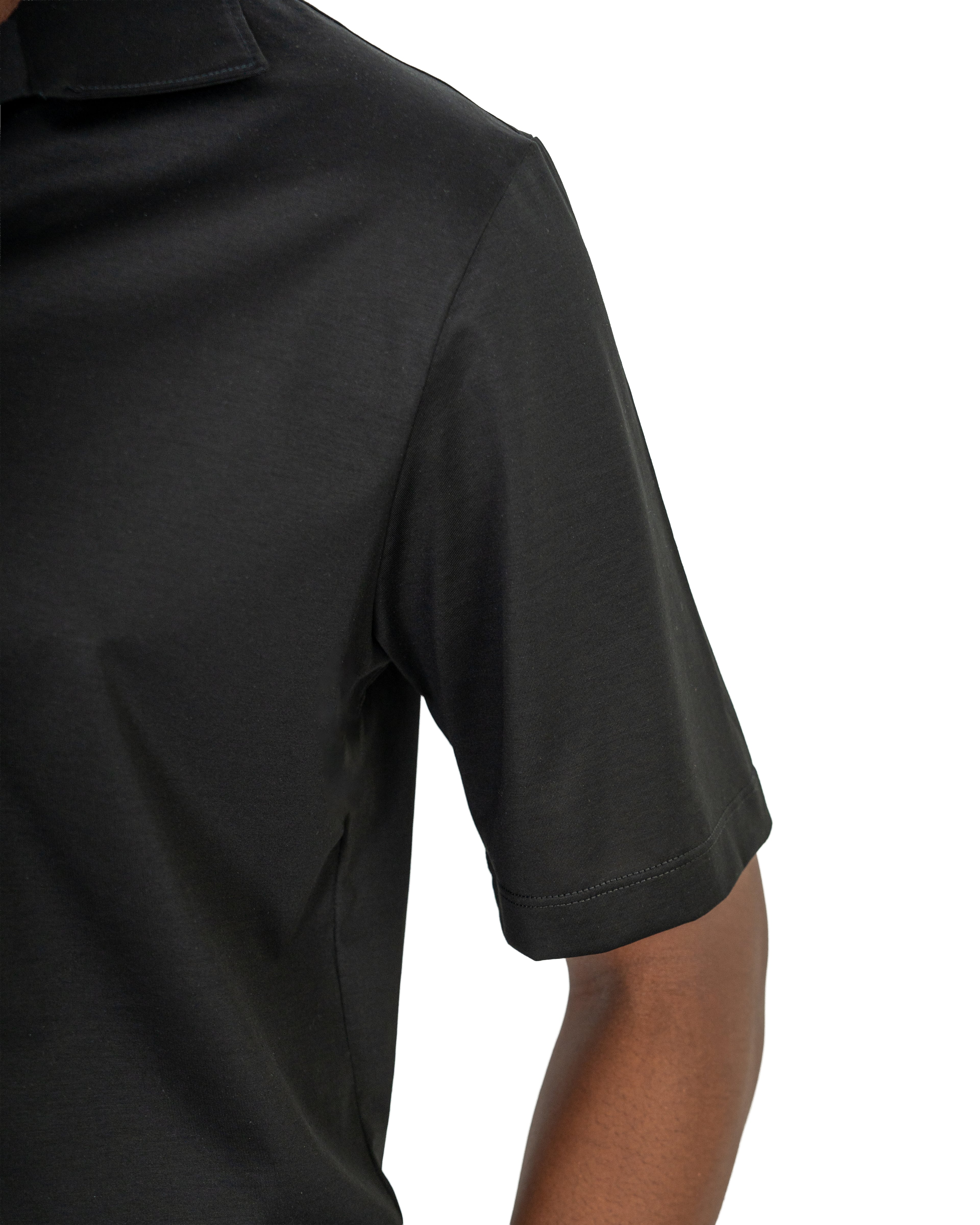Polo Scollo V - Premium Mercerized Jersey Nero
