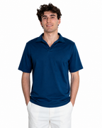 Polo Scollo V - Premium Mercerized Jersey Blu marino
