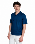 Polo Scollo V - Premium Mercerized Jersey Blu marino