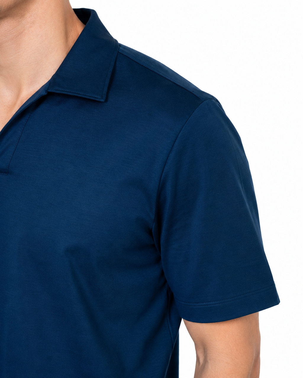 Polo Scollo V - Premium Mercerized Jersey Blu marino