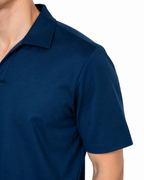 Polo Scollo V - Premium Mercerized Jersey Blu marino