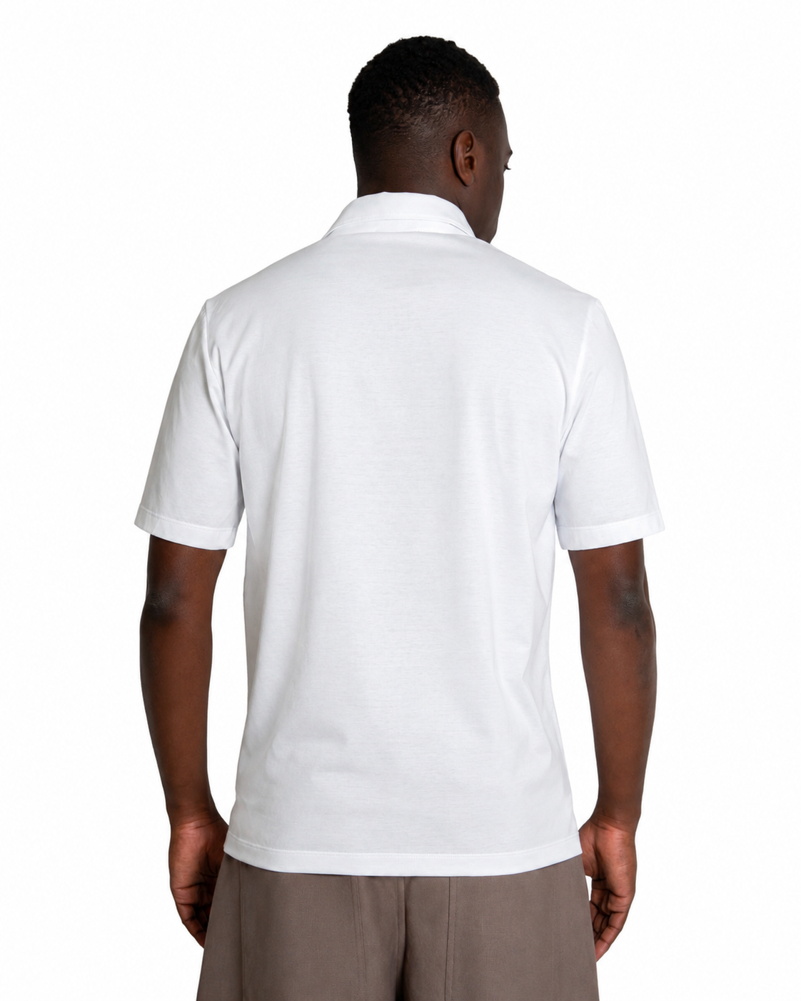 Polo Scollo V - Premium Mercerized Jersey Bianco