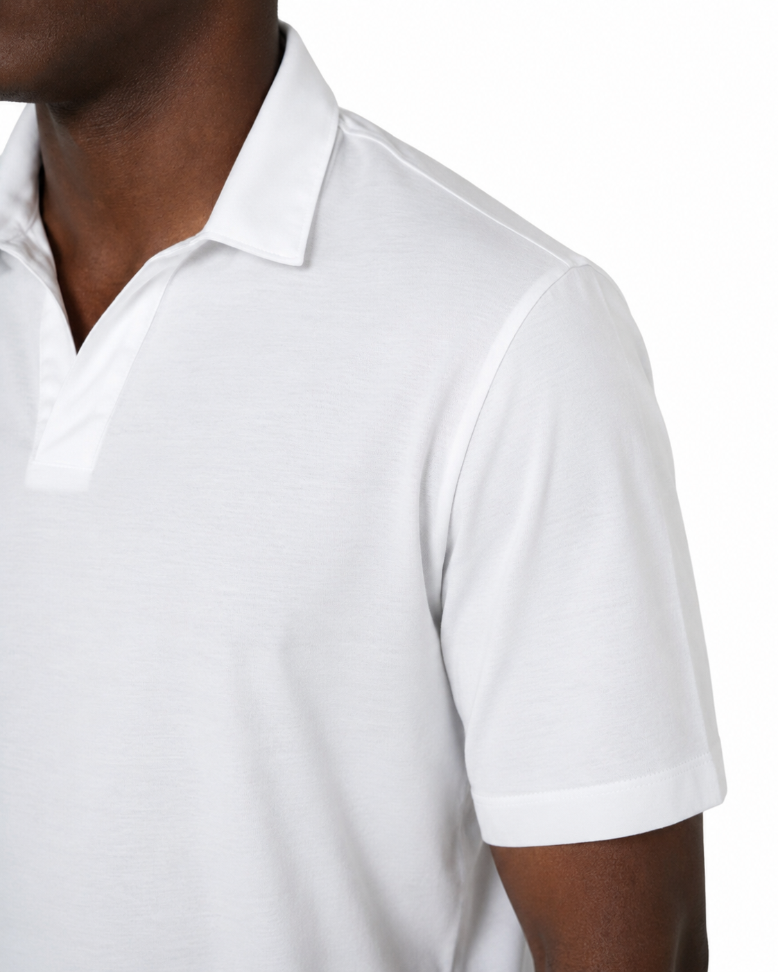 Polo Scollo V - Premium Mercerized Jersey Bianco