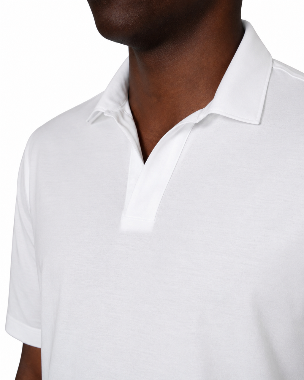 Polo Scollo V - Premium Mercerized Jersey Bianco