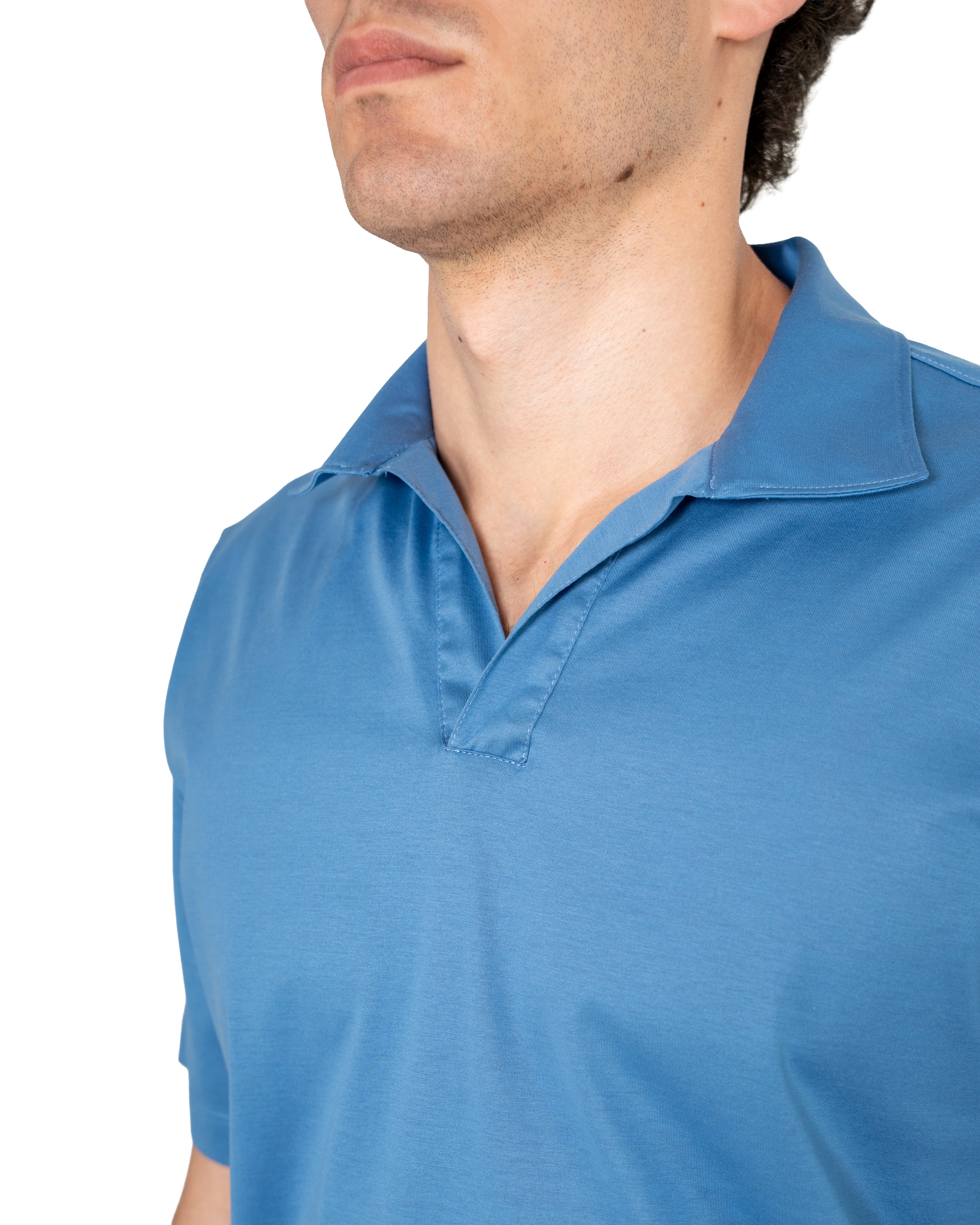 Polo Scollo V - Premium Mercerized Jersey Carta da zucchero