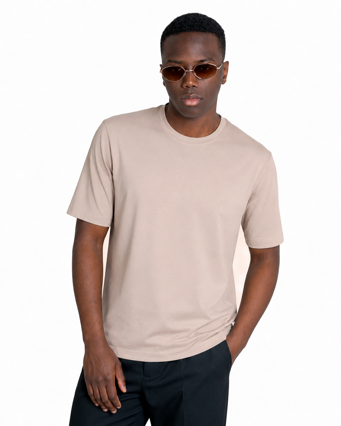 T-Shirt - Premium Mercerized Jersey Beige