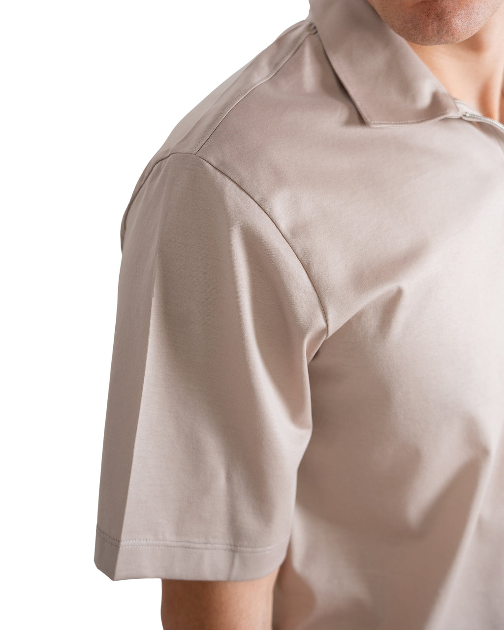 Polo mezza zip - Premium Mercerized Jersey Beige
