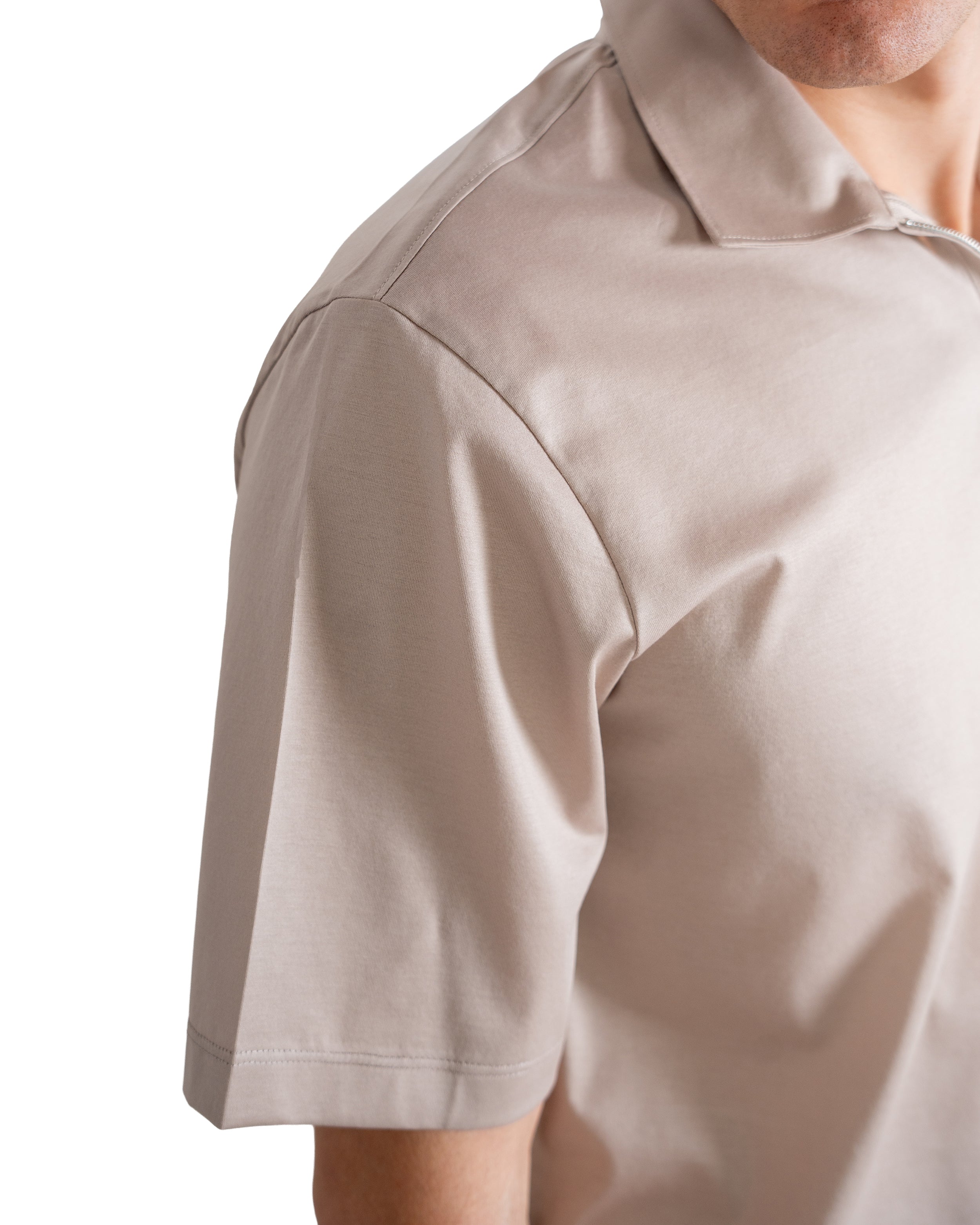Polo mezza zip - Premium Mercerized Jersey Beige