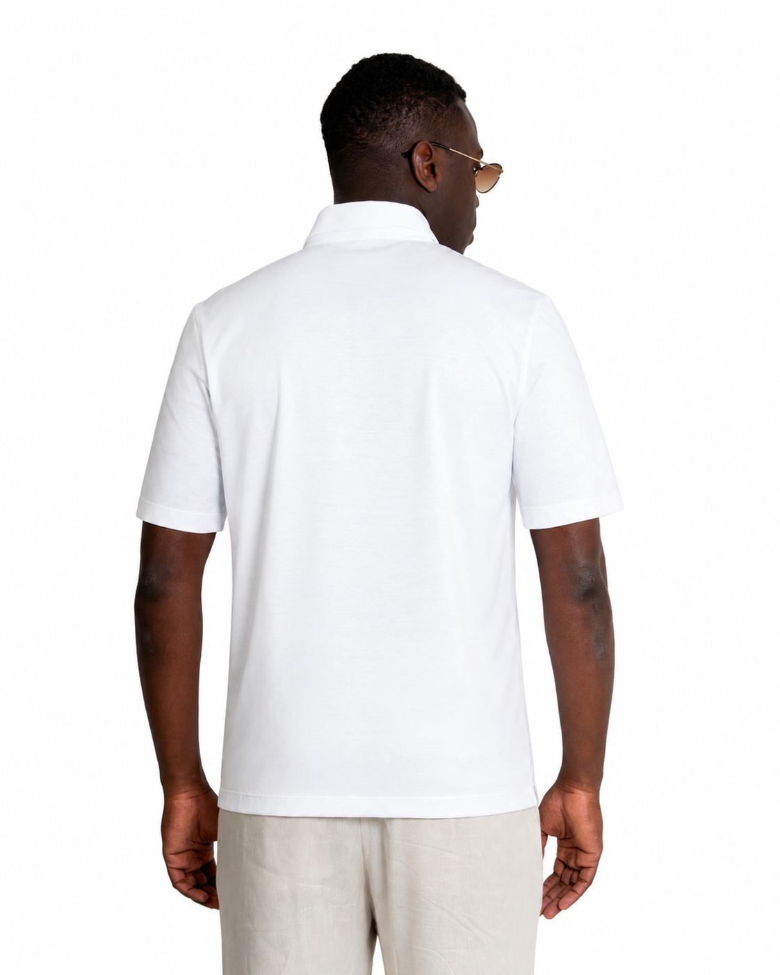 Polo mezza zip - Premium Mercerized Jersey Bianco