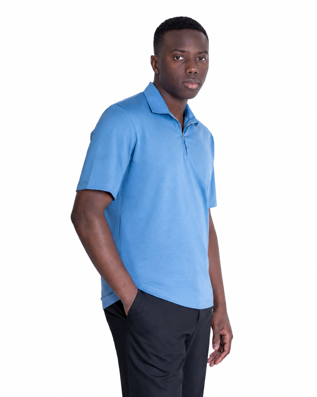 Polo mezza zip - Premium Mercerized Jersey Carta da zucchero