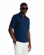 Polo mezza zip - Premium Mercerized Jersey Blu marino