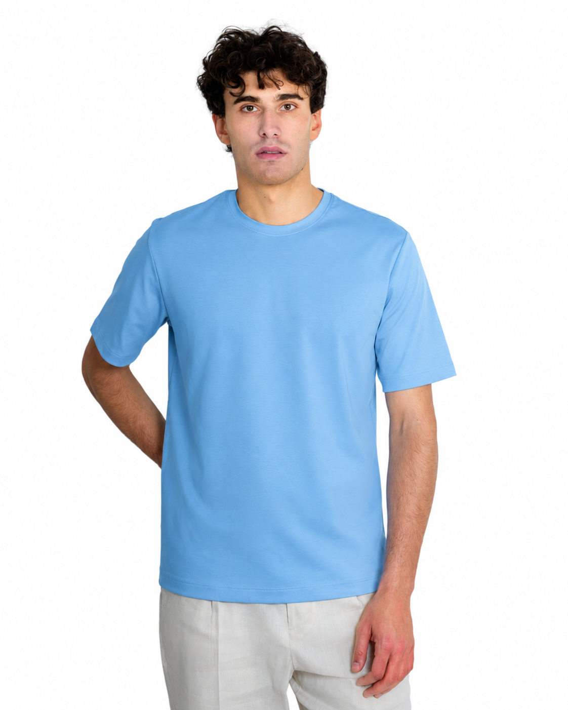 T-shirt - Premium Mercerized Interlock Celeste