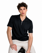 Polo mezza zip - Premium Mercerized Interlock Nero