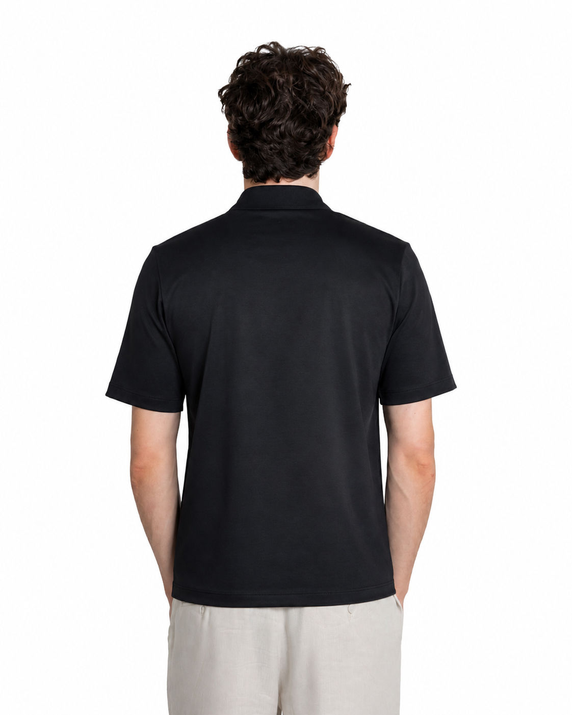 Polo mezza zip - Premium Mercerized Interlock Nero