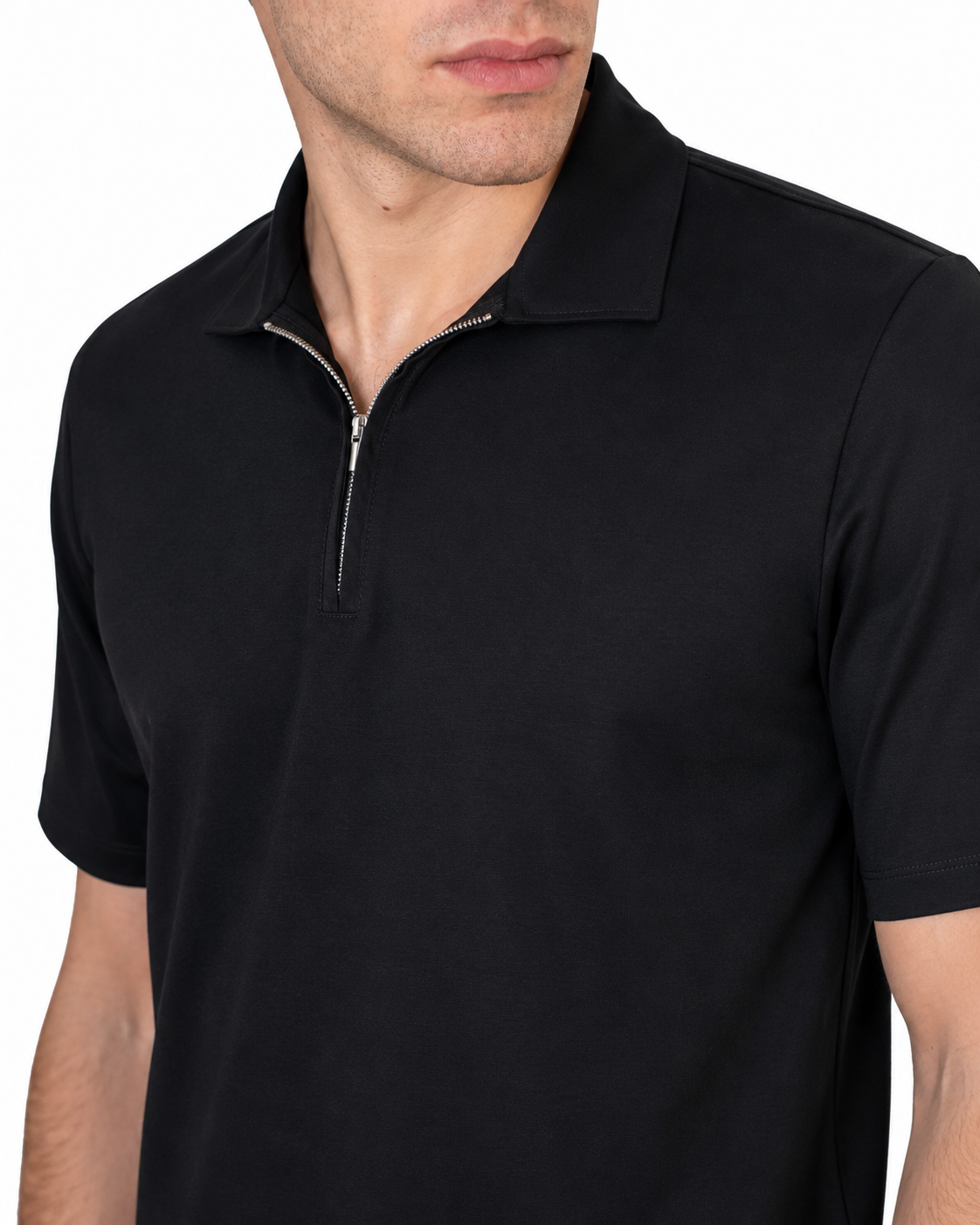 Polo mezza zip - Premium Mercerized Interlock Nero