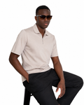 Polo mezza zip - Premium Mercerized Interlock Beige