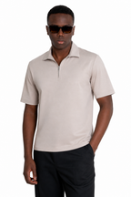 Polo mezza zip - Premium Mercerized Interlock Beige