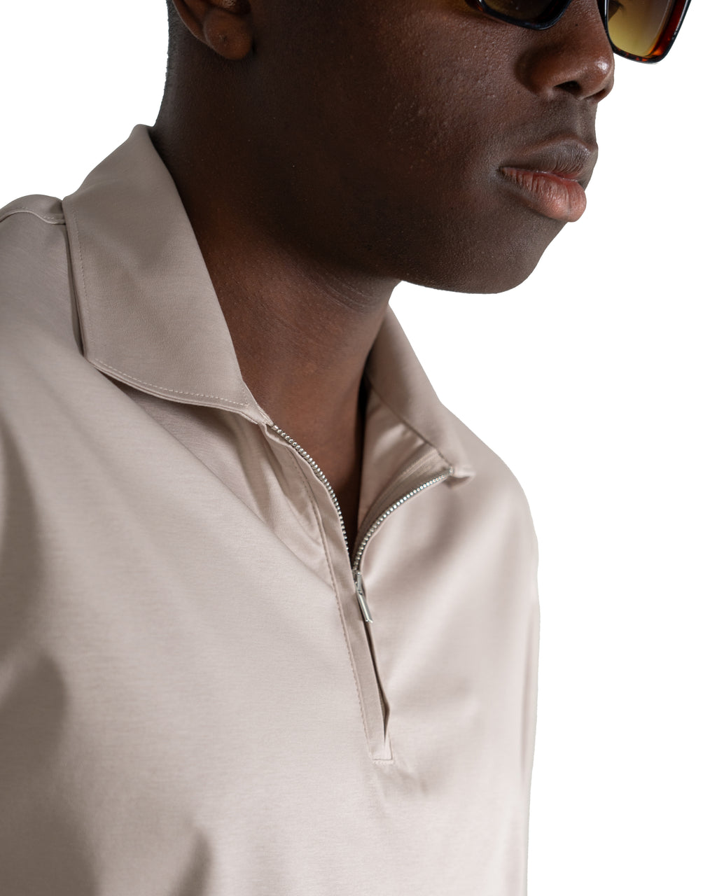 Polo mezza zip - Premium Mercerized Interlock Beige