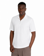 Polo mezza zip - Premium Mercerized Interlock Bianco