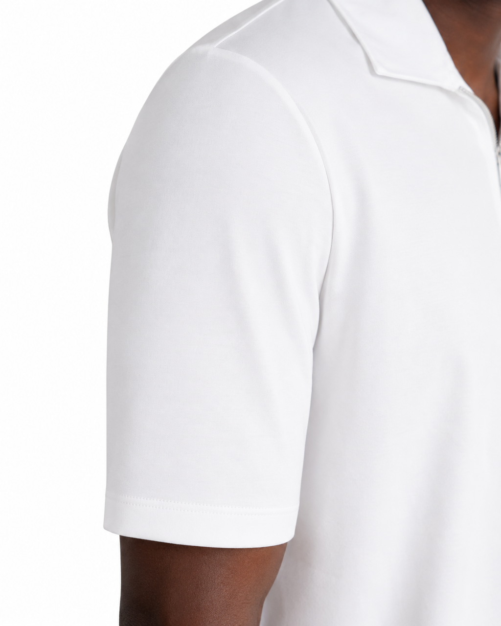 Polo mezza zip - Premium Mercerized Interlock Bianco