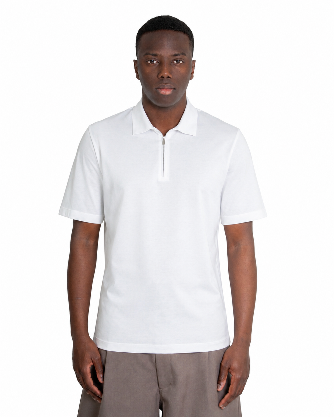 Polo mezza zip - Cotone Makò Filoscozia Bianco