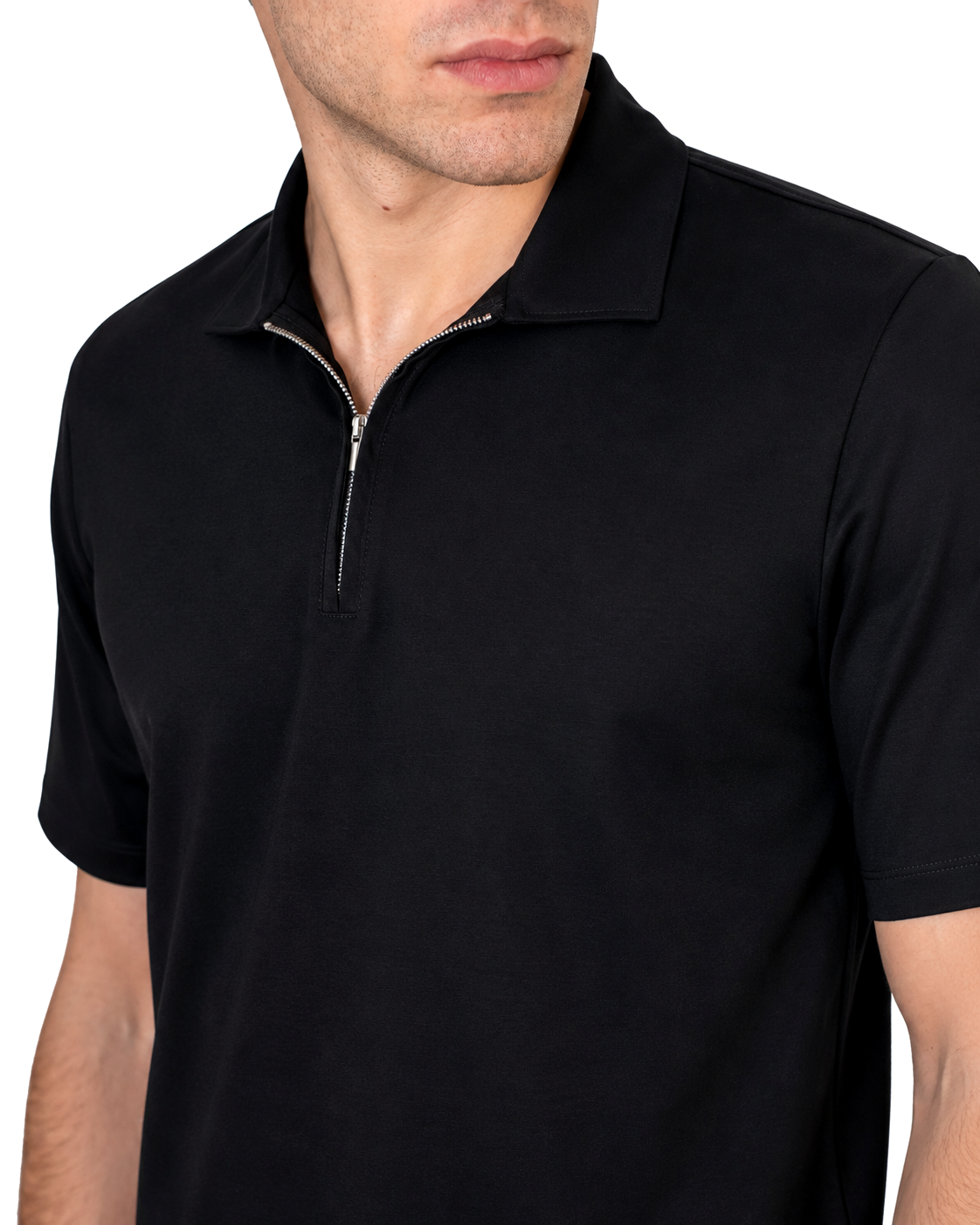 Polo mezza zip - Premium Mercerized Interlock Nero