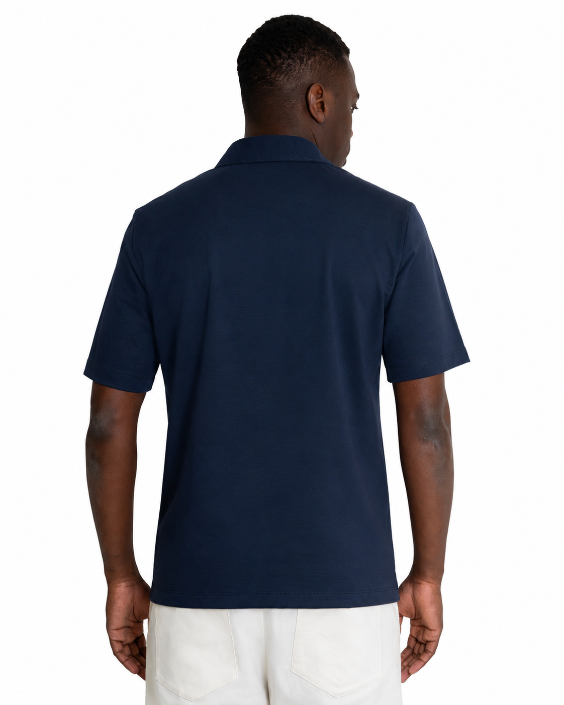 Polo Scollo V - Premium Mercerized Interlock Blu Scuro