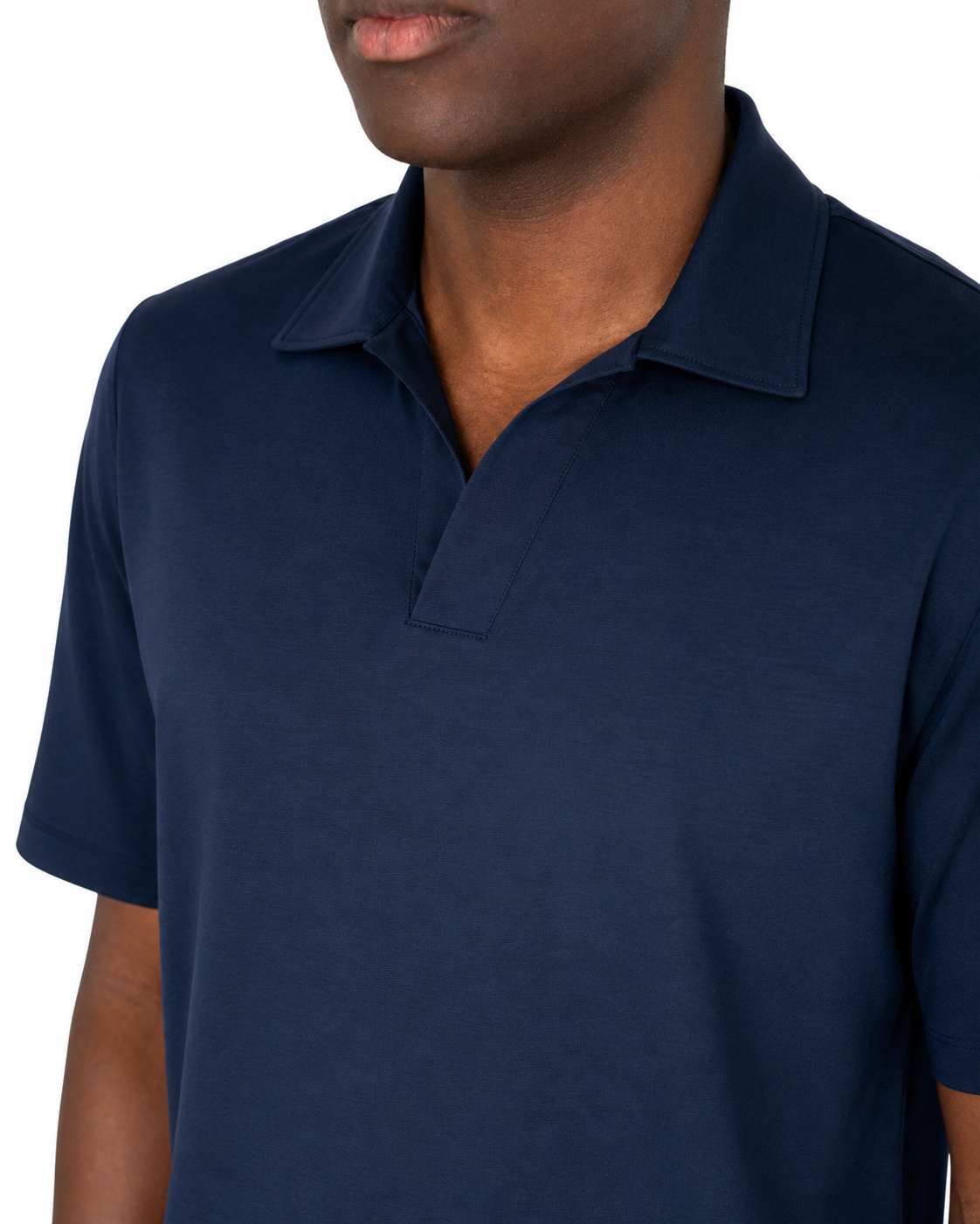 Polo Scollo V - Premium Mercerized Interlock Blu Scuro