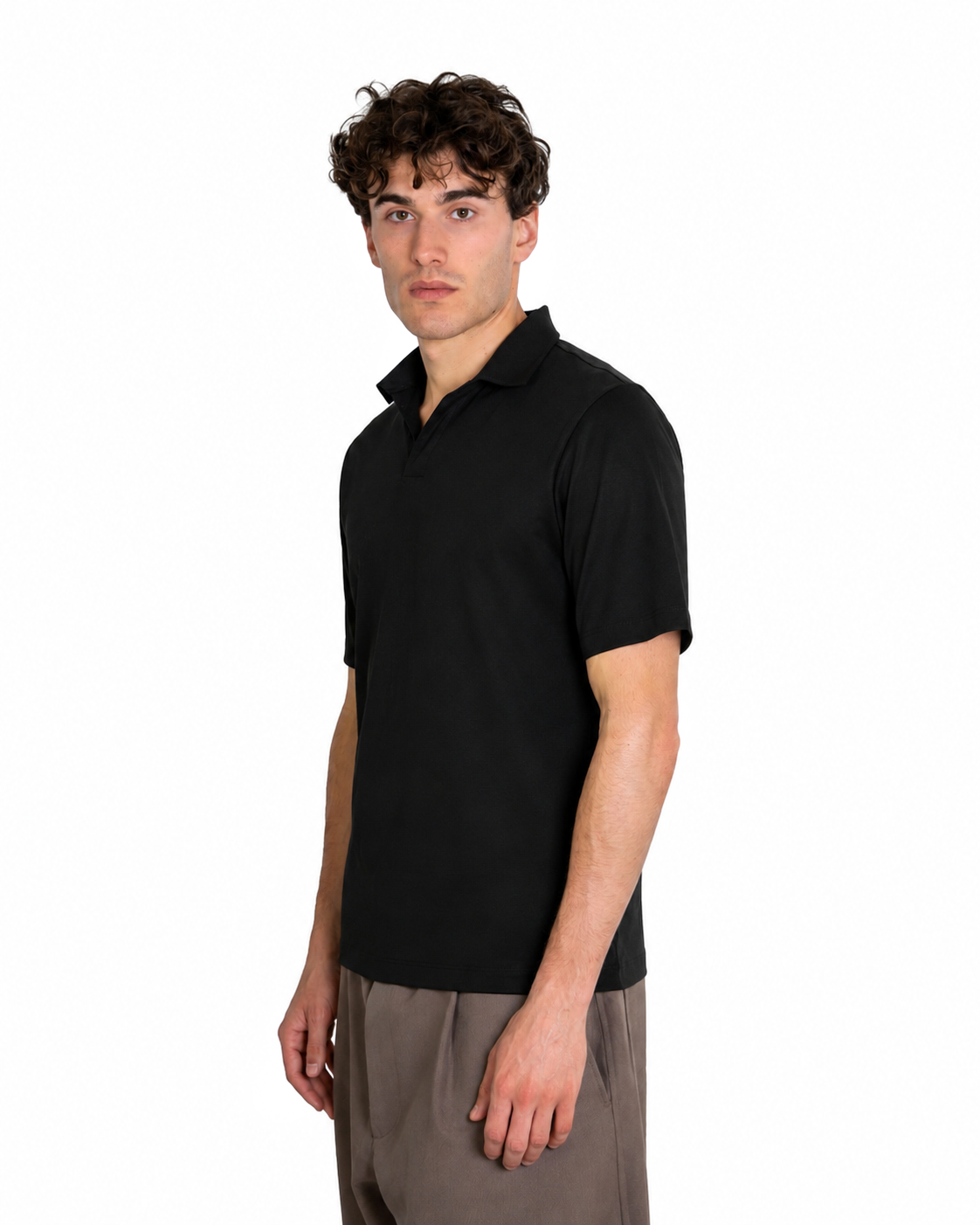 Polo Scollo V - Premium Mercerized Interlock Nero