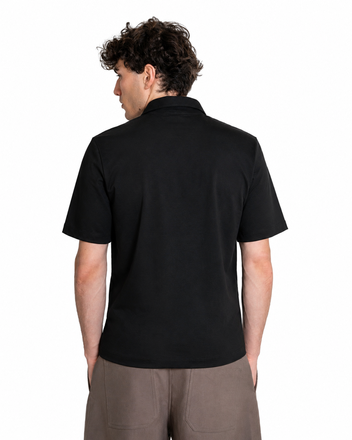 Polo Scollo V - Premium Mercerized Interlock Nero