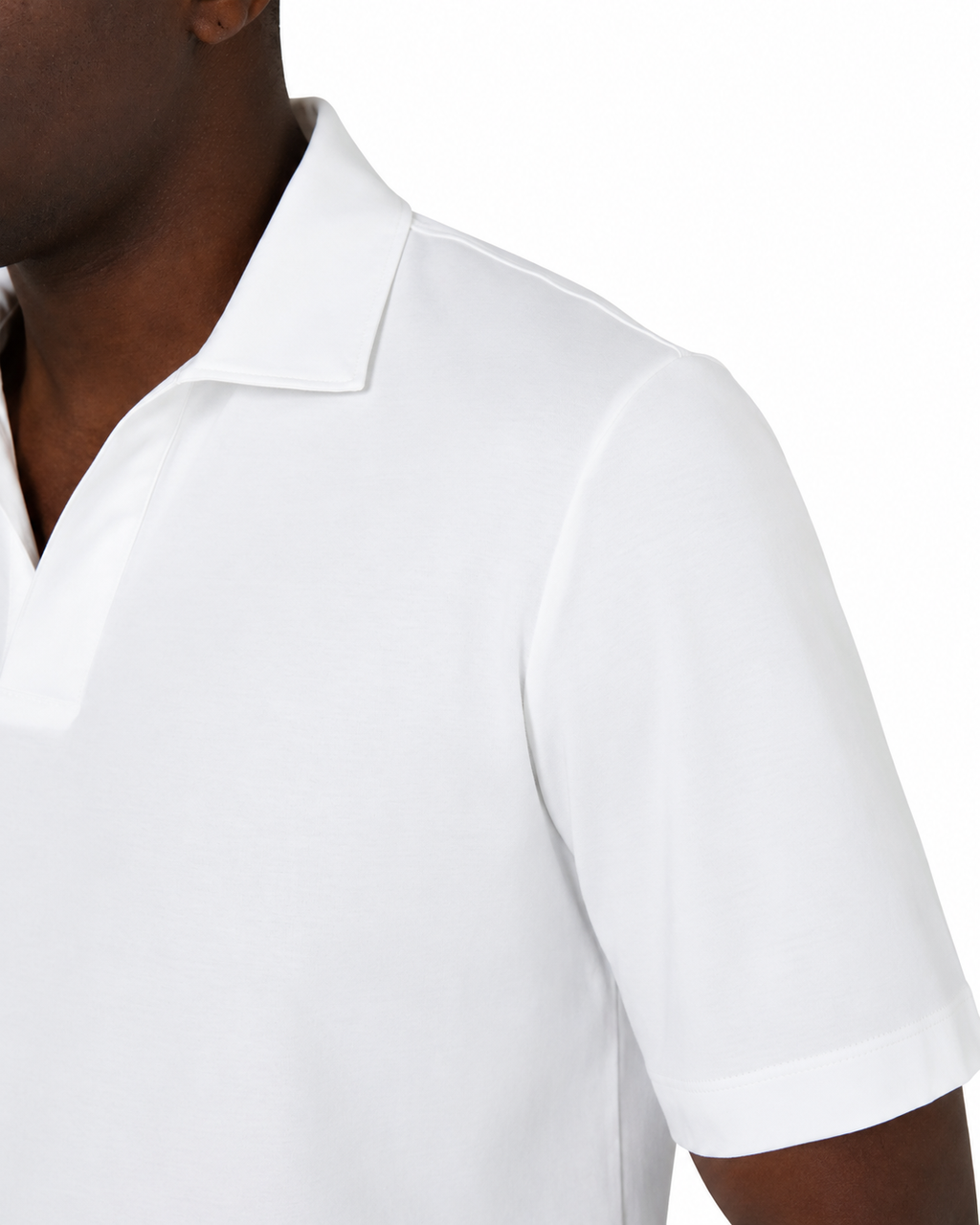 Polo Scollo V - Premium Mercerized Interlock Bianco