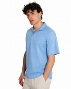Polo Scollo V - Premium Mercerized Interlock Celeste